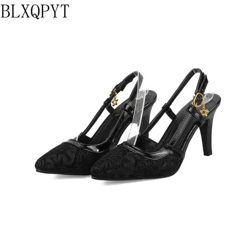 

Новые модные женские босоножки BLXQPYT больших размеров 32-48, летние женские босоножки с острым носком на высоком каблуке, Свадебная обувь для вечеринки, женские туфли-лодочки 228