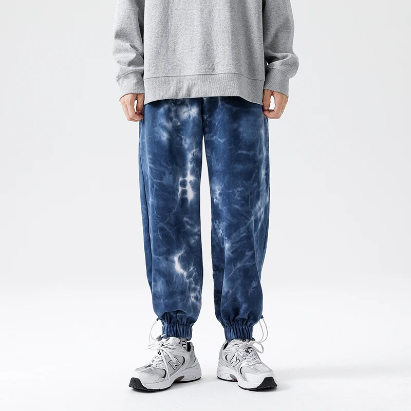 

Harajuku Jogger Pants Men Casual Drawstring Trousers 2023 New Arrivals 100% High Quality Cotton Comfortable Tie Dye Sweatpants