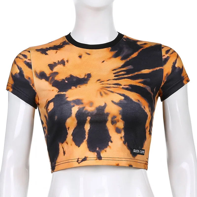 Woman Summer Streetwear Fashion New Harajuku Letter Label Tshirts Tie Dye Slim Fitness T Shirt Navel Bare Short Sleeve T-shirts
Woman Summer Streetwear Fashion New Harajuku Letter Label Tshirts Tie Dye Slim Fitness T Shirt Navel Bare Short Sleeve T-shirts