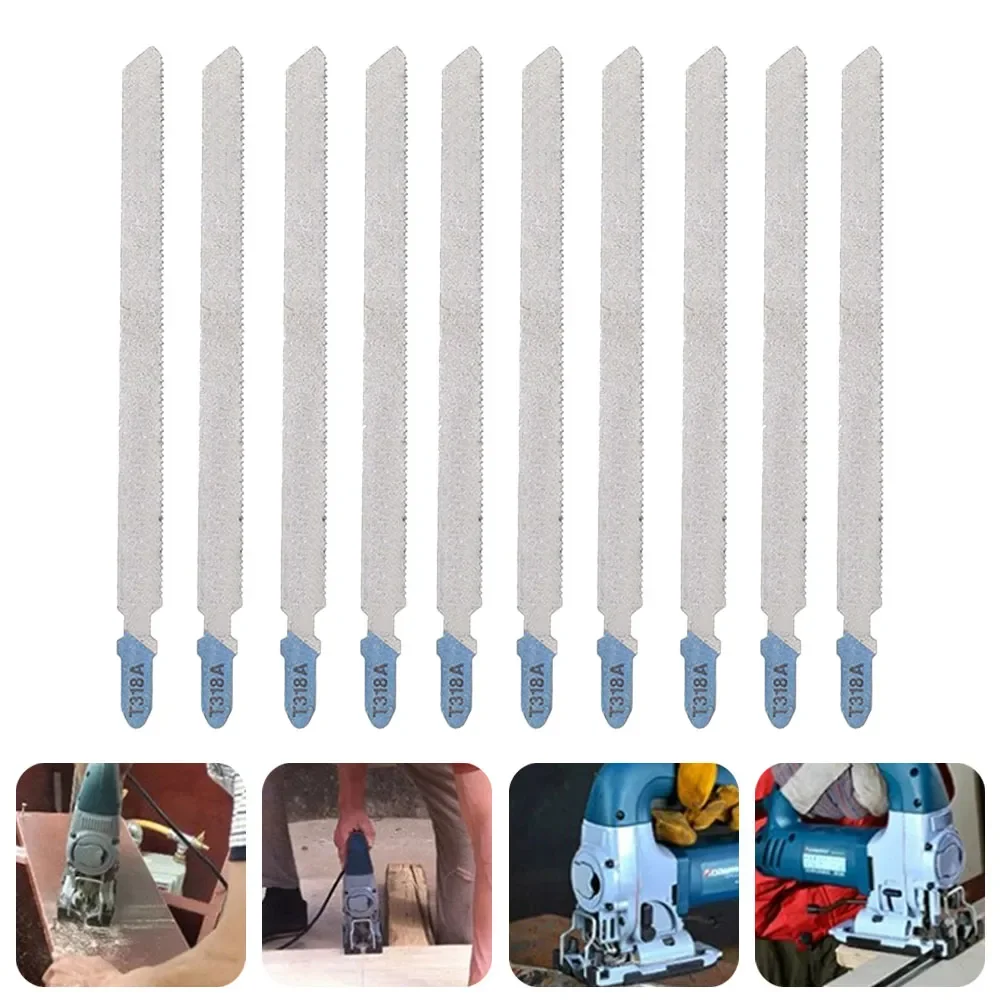 

Set Blades Tool T318A T-Shank 132mm Curved HSS Blades Cutting Woodworking PVC Jigsaw Saw Metal Wood 10PCS Reciprocating