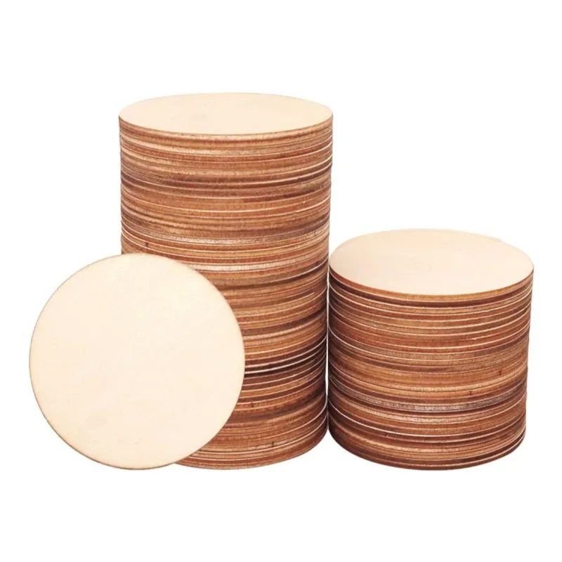 

100pcs Unfinished Wood Circle Wooden Circles for Crafts for Wooden Coasters DIY Crafts and Home Decoration Blank Wood Slices