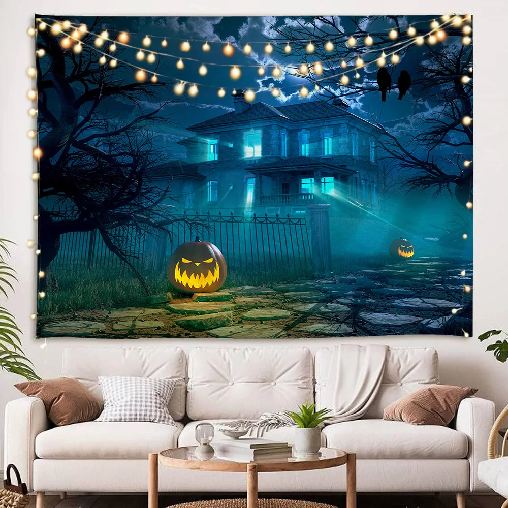 

Halloween Tapestry Wall Art Large Tapestry Mural Decoration Photo Background Blanket Curtains Family Bedroom Living Room Decorat