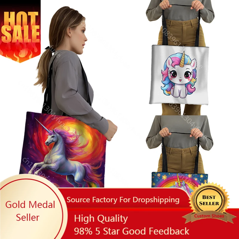 Cartoon Unicorn Print Tote Bags Fantasy Rainbow Unicorns Women Handbag Large Capacity Shoulder Bag Reusable Shopping Bags Gift
Cartoon Unicorn Print Tote Bags Fantasy Rainbow Unicorns Women Handbag Large Capacity Shoulder Bag Reusable Shopping Bags Gift