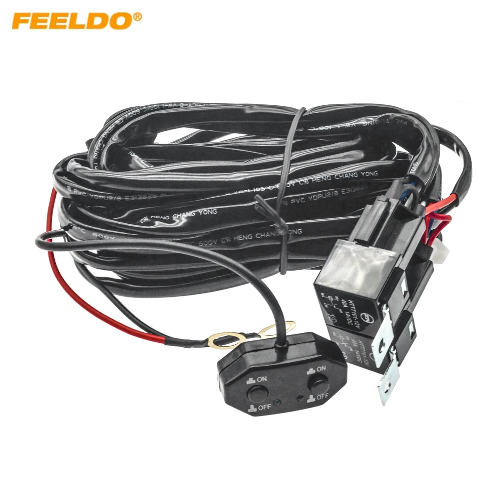 FEELDO Car 12V-14V Work Light Wire Wiring Harness Switch Relay Kit for Led Work Lamp 1 To Lead 2 Offroad Bar Wiring Kit
FEELDO Car 12V-14V Work Light Wire Wiring Harness Switch Relay Kit for Led Work Lamp 1 To Lead 2 Offroad Bar Wiring Kit