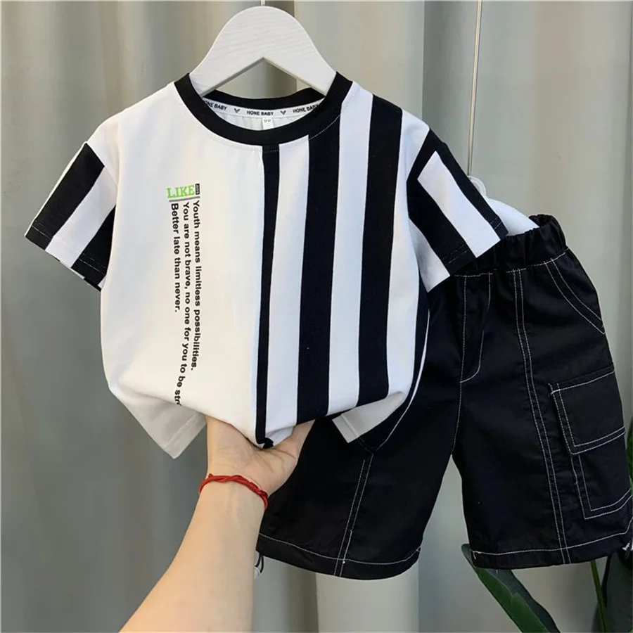 

New Boys Clothing Sets Summer T-shirt Short Sleeve + Pants Kids Baby Boy Clothes Set Children Outfits Suit Teen 4 6 8 10 12 Year