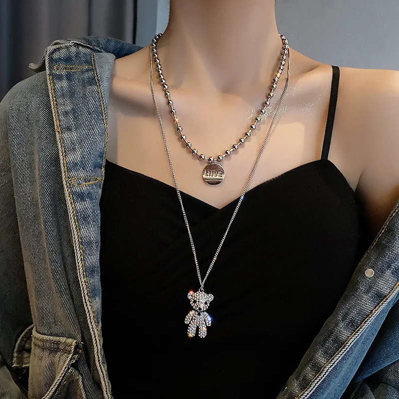 New Double Layer Cartoon Bear Pendant Necklace Female Inlaid Rhinestone Hip Hop Tide Autumn and Winter Sweater Chain Jewelry
New Double Layer Cartoon Bear Pendant Necklace Female Inlaid Rhinestone Hip Hop Tide Autumn and Winter Sweater Chain Jewelry