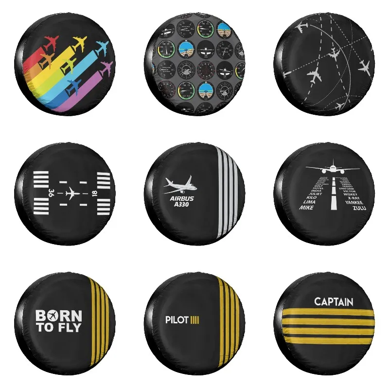 

Rainbow Airplanes Chemtrails Spare Tire Cover Case for Mitsubishi Pajero Aviation Fighter Pilot Car Wheel Protectors Accessories