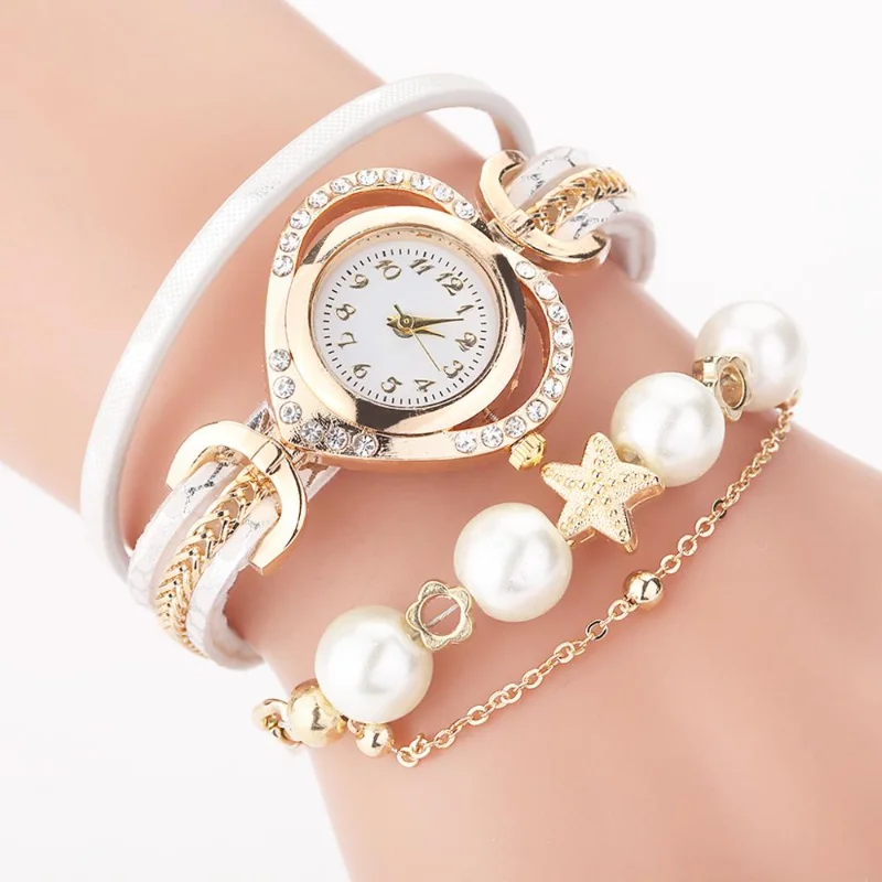 Hot Sale Women Bracelet Watches with Pearl Pendant Luxury Ladies Leather Quartz Rhinestone Wristwatches Clock Relogio Feminino
Hot Sale Women Bracelet Watches with Pearl Pendant Luxury Ladies Leather Quartz Rhinestone Wristwatches Clock Relogio Feminino