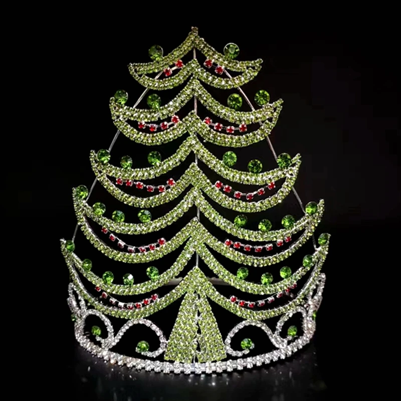 

Hair Accessories For Women Gorgeous Pageant Tiaras And Crowns Large Tall Chiristmas Tree Crown for Party