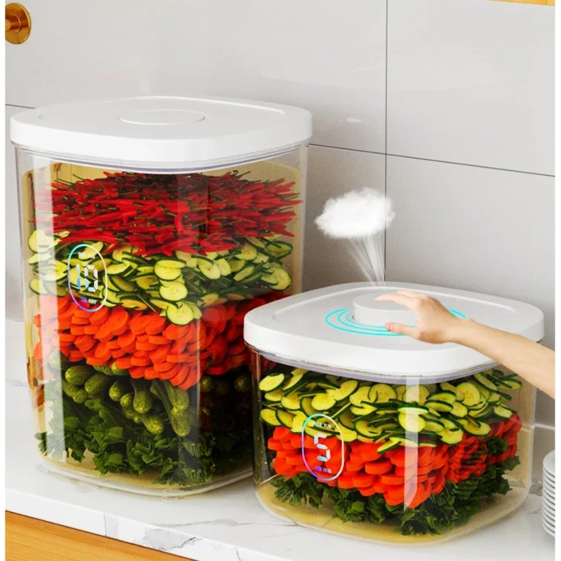

Food Grade Kimchi Container Large Capacity Salted Vegetable Jar Sealed Storage Boxes Negative Pressure Exhaust Kitchen Utensils