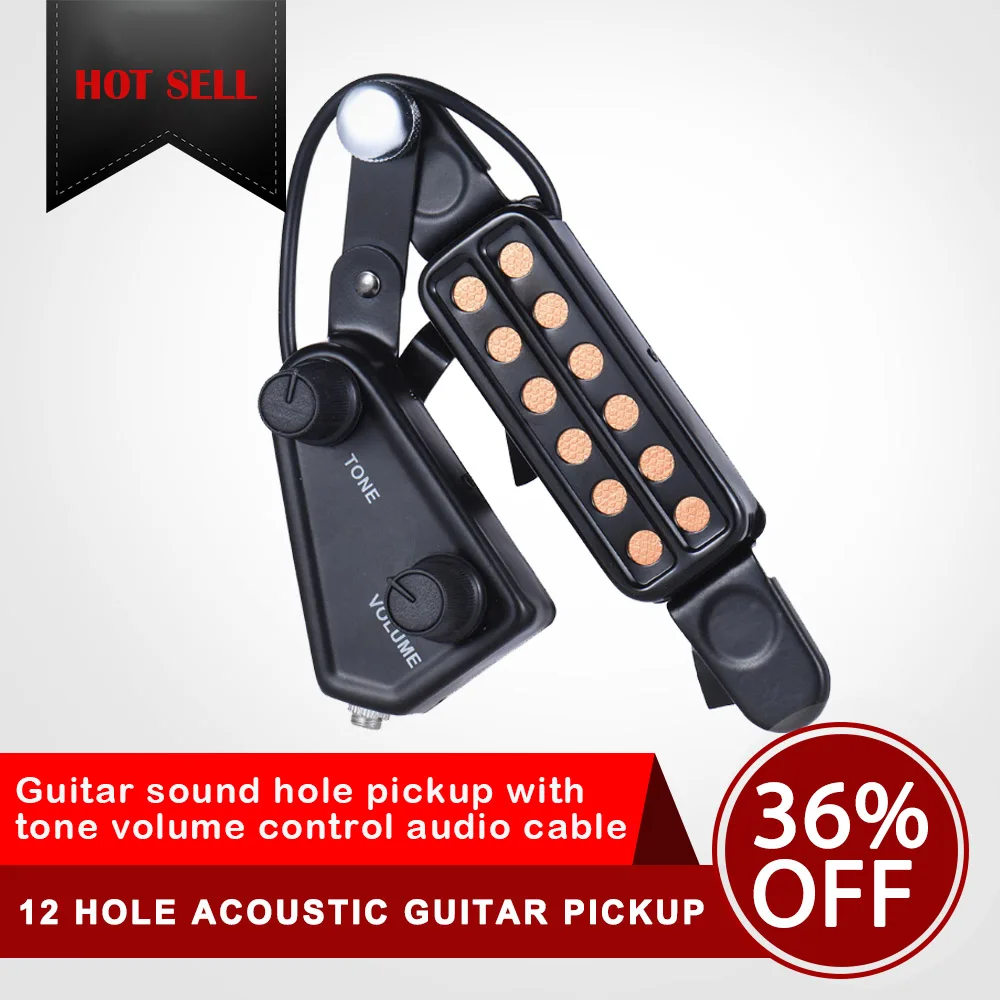 Pickup 12-hole Sound Hole Acoustic Guitar Pickup Magnetic Transducer with Tone Volume Controller Audio Cable Guitar Accessories 
Pickup 12-hole Sound Hole Acoustic Guitar Pickup Magnetic Transducer with Tone Volume Controller Audio Cable Guitar Accessories