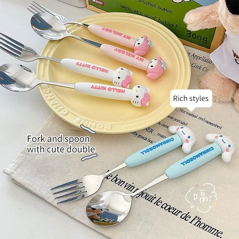 Sanrio Spoon and Fork Set 304 Stainless Steel Spoon Convenient Gift Surprise Eating Spoon for Children and Students Cute Cartoon
Sanrio Spoon and Fork Set 304 Stainless Steel Spoon Convenient Gift Surprise Eating Spoon for Children and Students Cute Cartoon
