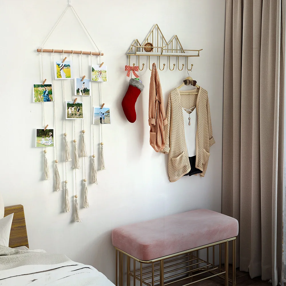 Boho Macrame Photo Display with LED Lights - 30 Clip Wall Gallery 5 S06611908ac834ef08da460e0299d46f03