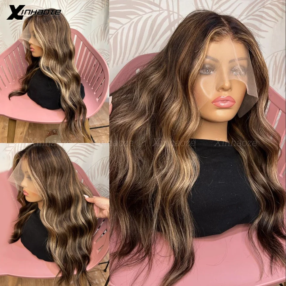 

13x4 13x6 Human Hair Wigs Honey Brown Highlights Brazilian Lace Frontal Wig 4/27 Body Wave Silk Top Lace Front Wig Pre Plucked