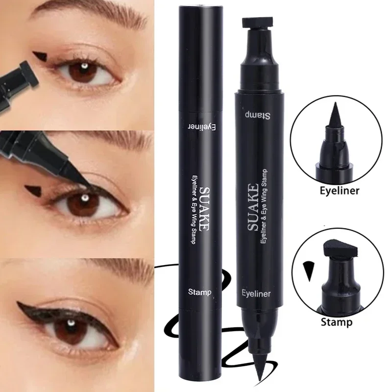 

Black Liquid Eyeliner with Stamp Waterproof Matte Triangle Seal Eye Liner Pencil for Long Lasting Women Eyes Makeup Cosmetics