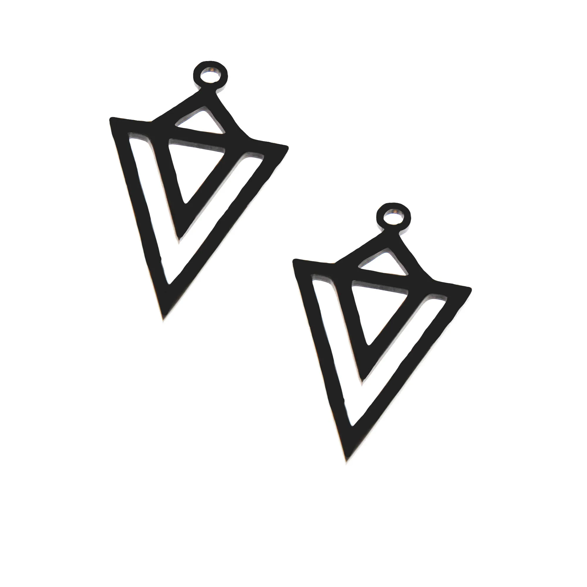 

5Pieces/lot Triangle Rhombus Charm Stainless Steel Black Geometry Pendant for Diy Earring Necklace Jewelry Making 34*20mm