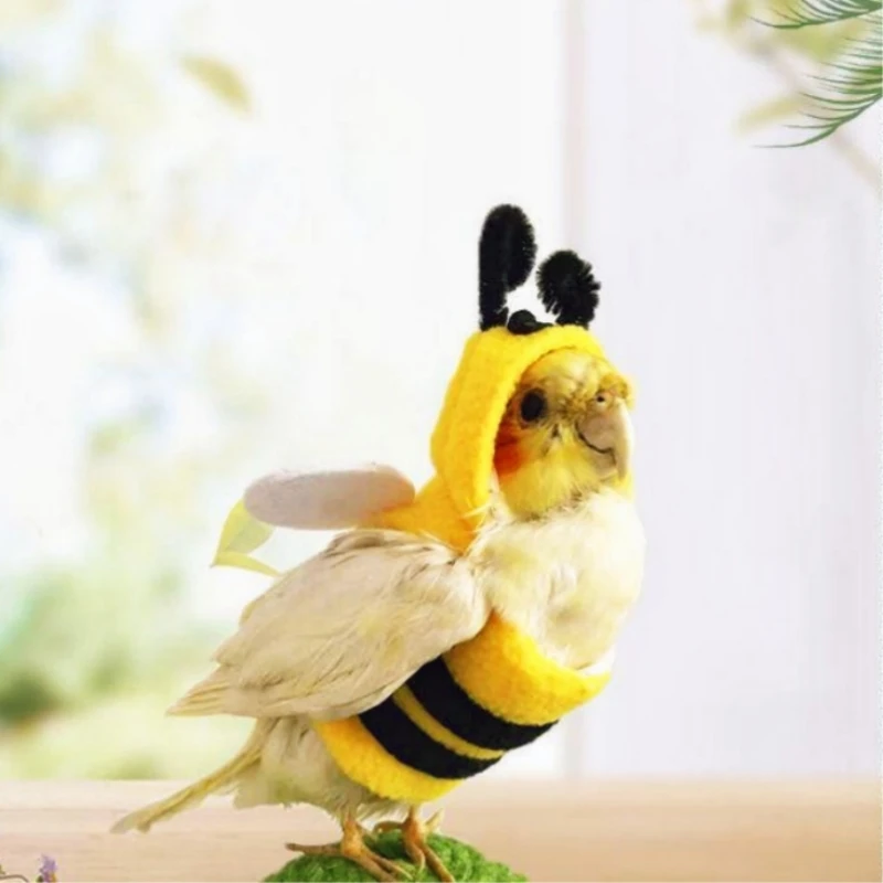 

Parrot Bee Cosplay Hoodie Christmas Costume Bird Cute Clothes Flight Suit Clothing Warm Pet Patches Diaper Winter for Conure