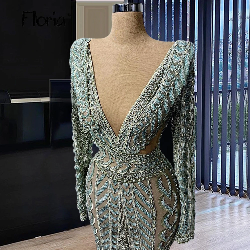 Deep V Neck Mermaid Green Hollow Out Long Sleeve Evening Dress 2023 Full Beaded Formal Prom Gowns Custom Made Vestidos De Fiesta
Deep V Neck Mermaid Green Hollow Out Long Sleeve Evening Dress 2023 Full Beaded Formal Prom Gowns Custom Made Vestidos De Fiesta