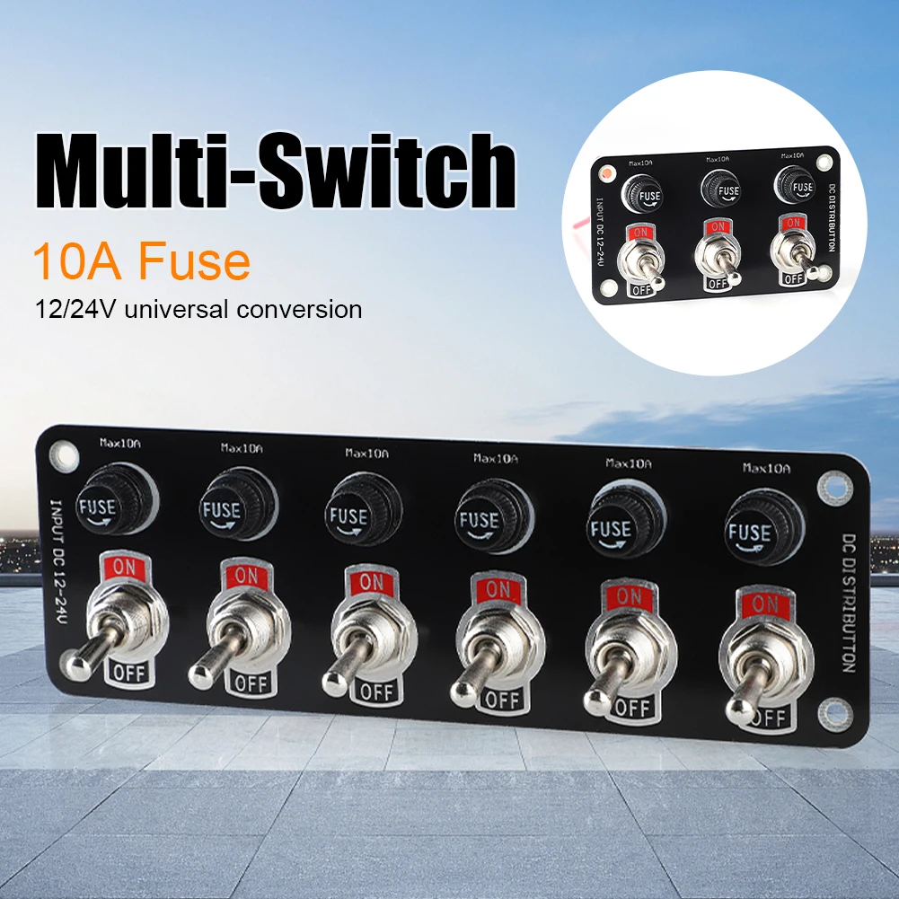 3 /6 Gang Toggle Switch Panel On/Off Rocker Toggle Switch with 10A Fuse Racing Cars RV Camper Marine Boat Yacht Circuit Breaker
3 /6 Gang Toggle Switch Panel On/Off Rocker Toggle Switch with 10A Fuse Racing Cars RV Camper Marine Boat Yacht Circuit Breaker