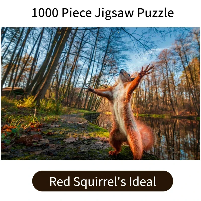 

69*51cm Adult 1000 Pieces Paper Jigsaw Puzzle Red Squirrel's Ideal Cute Animals Paintings Stress Reducing Toys Christmas Gifts
