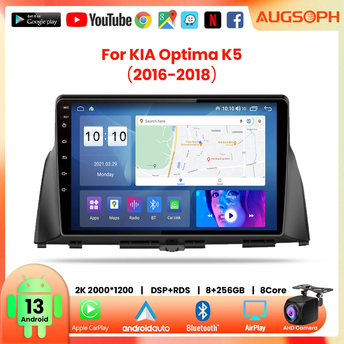 Автомагнитола на Android 13 для KIA Optima K5 2016-2018,9 дюймов мультимедийный плеер с 4G Car Carplay и 2Din GPS
Автомагнитола на Android 13 для KIA Optima K5 2016-2018,9 дюймов мультимедийный плеер с 4G Car Carplay и 2Din GPS