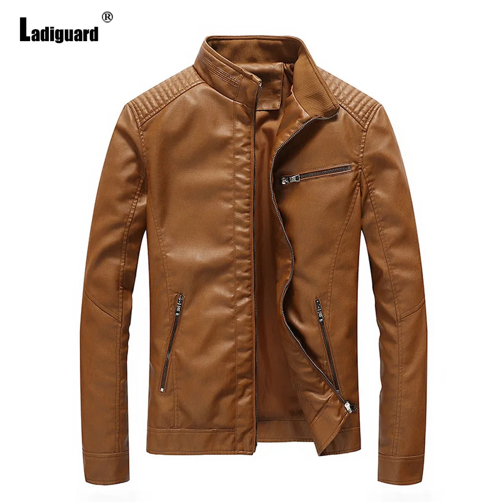 

Men Cool Luxury Pu Leather Jackets Khaki Black Soft Flocking Coats 2024 Stylish simplicity Fashion Zipper Pockets Tops Outerwear