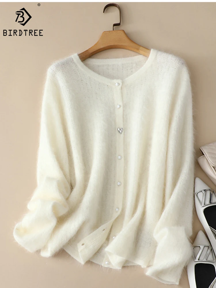 Birdtree 100% Cashmere Cardigan Sweater Round Neck Love Button Loose Elegant Solid Color Glutinous Delicate Knit Woman T39559QD
Birdtree 100% Cashmere Cardigan Sweater Round Neck Love Button Loose Elegant Solid Color Glutinous Delicate Knit Woman T39559QD