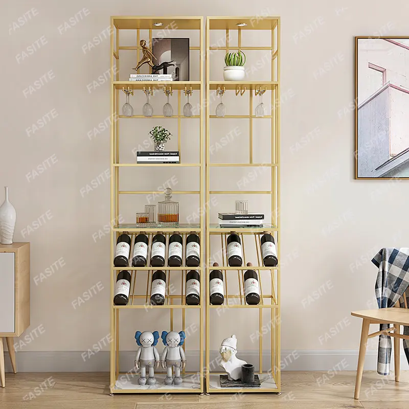 

Modern Nordic Simple Wine Rack Home Creative Restaurant Bar Living Room Partition Corner Posting Metal Wine Cabinets