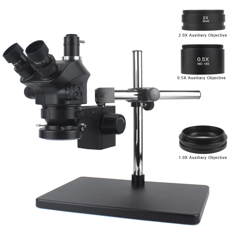 

Промышленный лабораторный ювелирный электронный 7X 50X siмультифокальный стерео тринокулярный микроскоп с линзой Auxilliary 1.0x 0.5x 2.0x