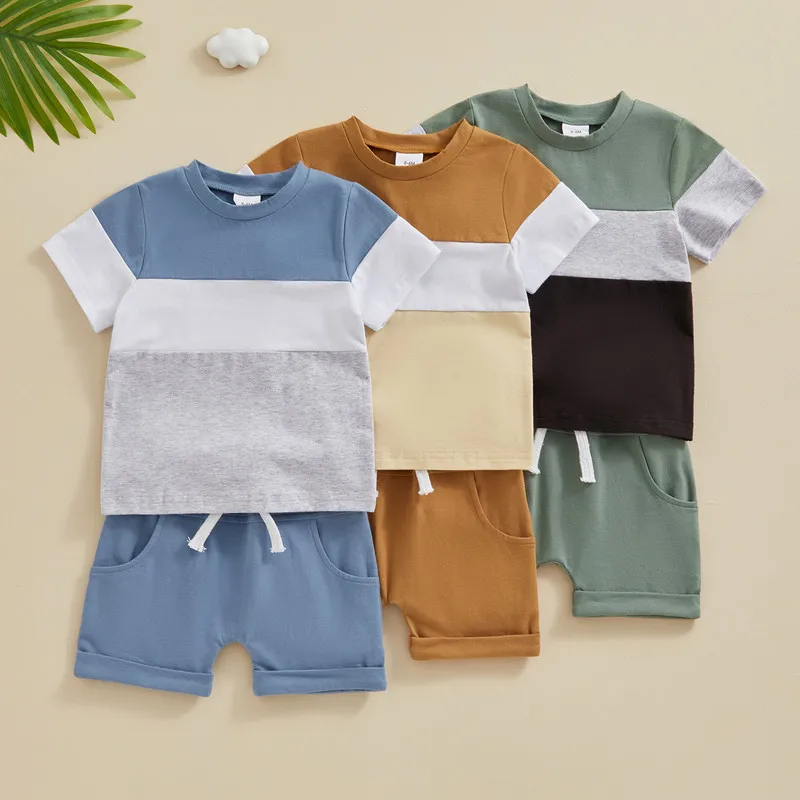Toddler Boys Summer Outfits Contrast Colors Short Sleeve T-Shirt and Elastic Shorts for 2 Piece Vacation Clothes Set
Toddler Boys Summer Outfits Contrast Colors Short Sleeve T-Shirt and Elastic Shorts for 2 Piece Vacation Clothes Set