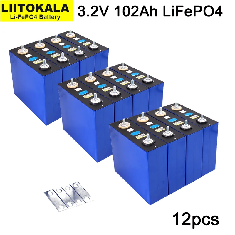 12pcs 3.2V 102Ah Battery LiFePO4 Lithium phospha DIY 12V 24V 48V 3C 300A Electric car RV Solar Energy storage system Grade A
12pcs 3.2V 102Ah Battery LiFePO4 Lithium phospha DIY 12V 24V 48V 3C 300A Electric car RV Solar Energy storage system Grade A