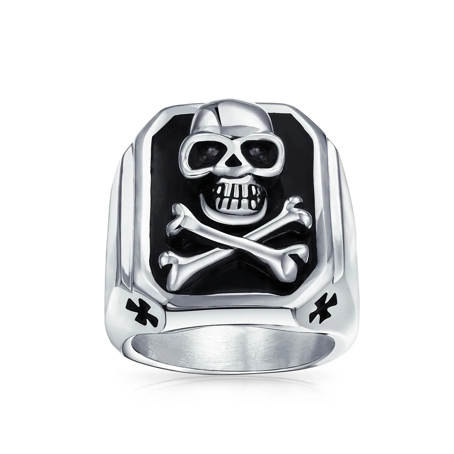 

Megin D Stainless Steel Titanium Skull Cross Punk Ins Vintage Hip Hop Rings for Men Women Couple Friends Gift Fashion Jewelry