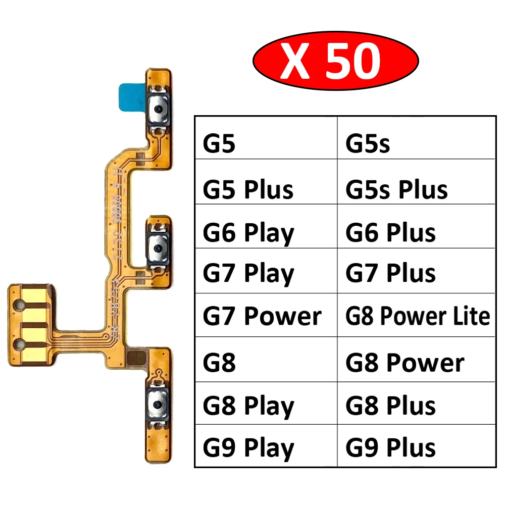 

50Pcs, New For Motorola Moto G5 G5s G6 G7 G8 G9 Plus Play Power Lite Power on/off Volume Key Button Flex Cable Ribbon