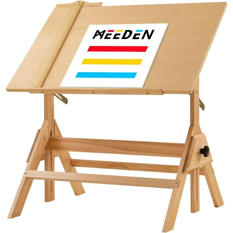 

MEEDEN Solid Wood Drafting Table, Artist Drawing Desk, Writing Desk Studio Desk, Art Craft Table with Adjustable Height