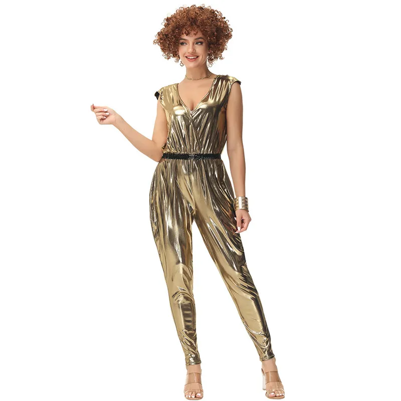 Retro Style Gold Woman Nightclub Bar Singer Cosplay Female Halloween Disco Costumes Carnival Purim Role Play Showing Party Dress
Retro Style Gold Woman Nightclub Bar Singer Cosplay Female Halloween Disco Costumes Carnival Purim Role Play Showing Party Dress