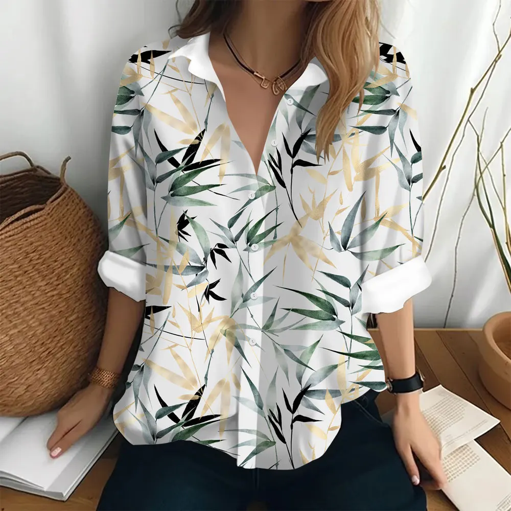 Women's Long Sleeved Shirt, Fashionable Loose Button T-shirt, Lapel, Plant Print Top Clothing, Women's Party Elegant Shirt
Women's Long Sleeved Shirt, Fashionable Loose Button T-shirt, Lapel, Plant Print Top Clothing, Women's Party Elegant Shirt