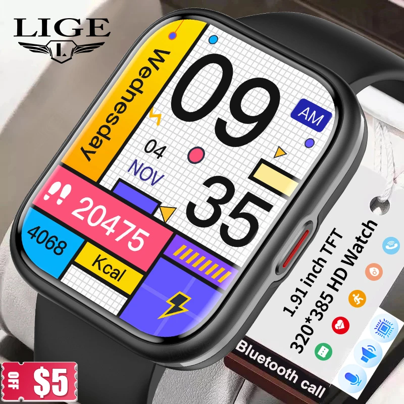 

LIGE 2023 NEW Smart Watch Men Women NFC Watches Bluetooth Calls AI Voice Assistant 113 Sports Modes 1.91" HD Screen Smartwatch