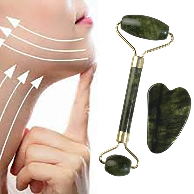 

Jade Roller Scraping Skin Scraper Facial Set Facial Stone Firming Facial Anti-aging Puffy Eye Massager Neck Anti-Wrinkle