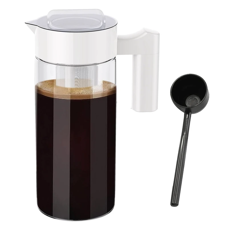 

Кофеварка холодного приготовления, кувшин для холодного кофе 40 унций с сетчатым фильтром, стеклянный кувшин для холодного кофе для холодильника