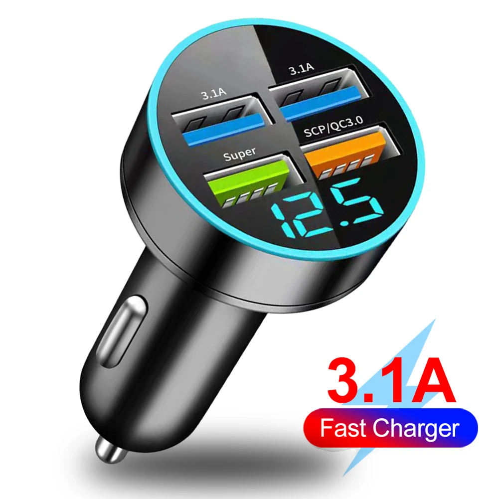 1x 15.5W 3.1A 4-USB 4-in-one Car Charger Universal Socket Adapter 12-24V 4*4*6cm Digital Display Super Fast Charging Unit
1x 15.5W 3.1A 4-USB 4-in-one Car Charger Universal Socket Adapter 12-24V 4*4*6cm Digital Display Super Fast Charging Unit