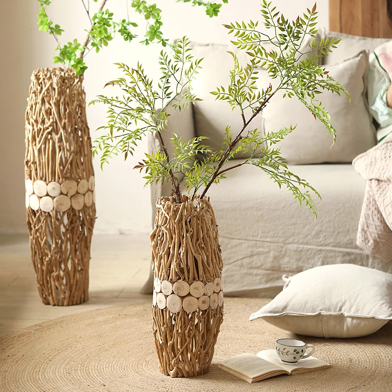 

Creative splicing of wooden tree branches, landing on the ground, mahogany large vase decoration, high-end living