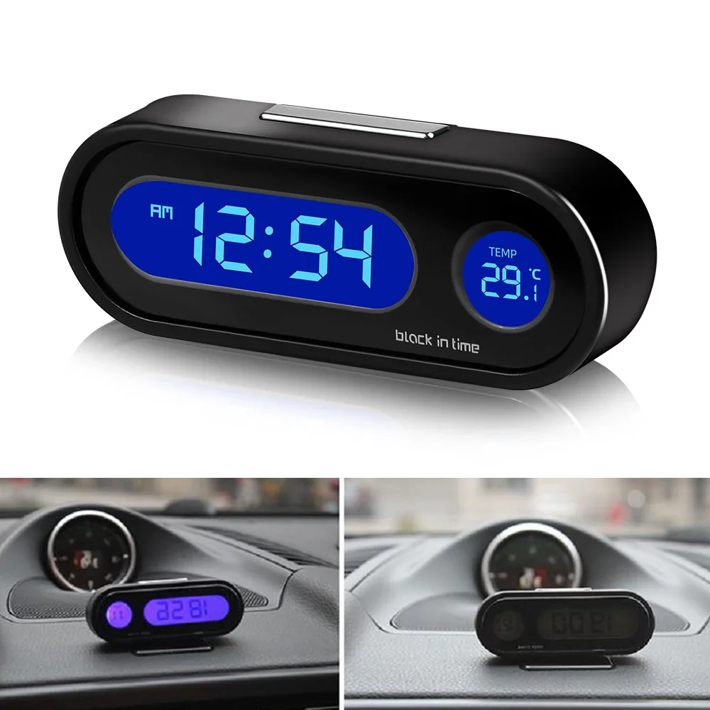 

Mini Electronic Car Clock Time Watch Auto Clocks Luminous Thermometer LCD Backlight Digital Display Car Styling Accessories