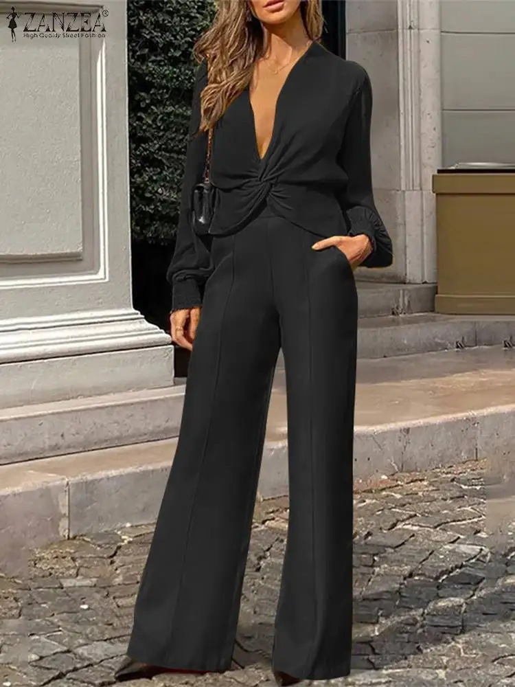 ZANZEA Woman Fashion OL Suit V Neck Long Sleeve Blouse Pants 2PCS Vintage Solid Urban Tracksuits Spring Casual Party Outfits
ZANZEA Woman Fashion OL Suit V Neck Long Sleeve Blouse Pants 2PCS Vintage Solid Urban Tracksuits Spring Casual Party Outfits