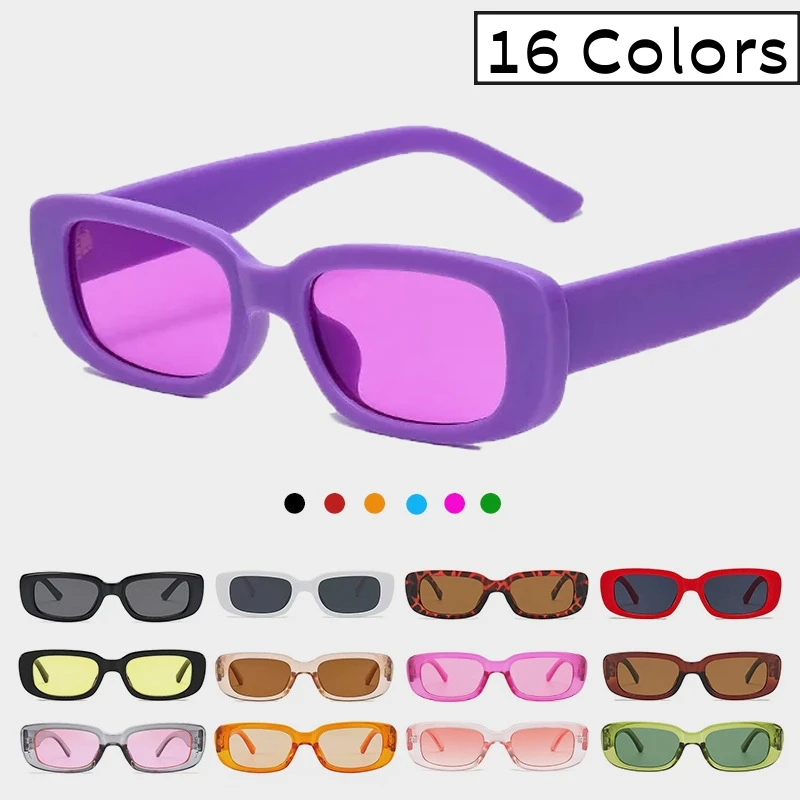 

Trendy Women's Rectangle Sunglasses Vintage Retro Small Frame Eyewear Outdoor Driving UV400 Goggle Shades Sports Sun Glasses