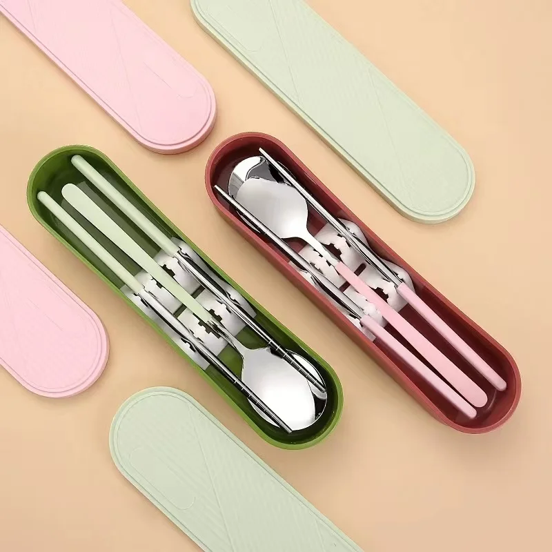 Portable 3pcs/4pcs Dinnerware Set Stainless Steel Cutlery with Storage box Fork Spoon Non-Slip Chopsticks for Student
Portable 3pcs/4pcs Dinnerware Set Stainless Steel Cutlery with Storage box Fork Spoon Non-Slip Chopsticks for Student