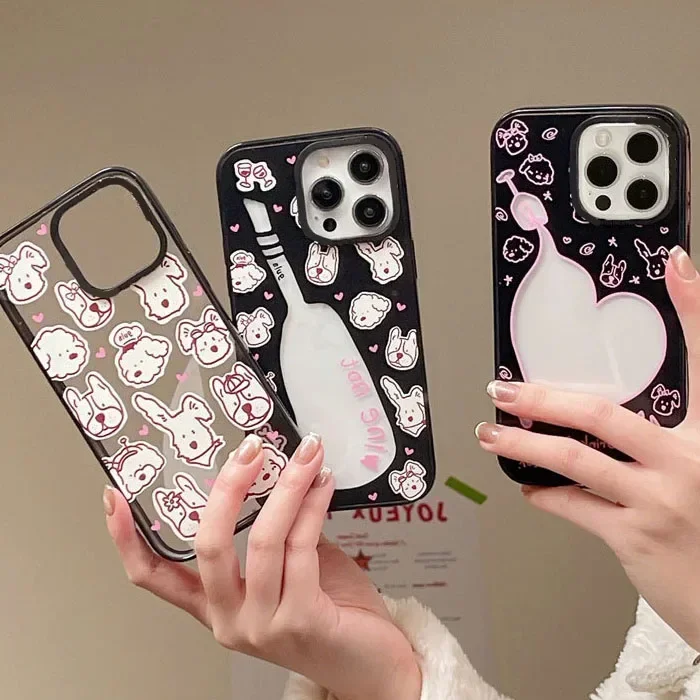 

2.0 Version Acrylic Upgrade Border Cartoon Dog Bottle Phone Case Cover for IPhone 11 12 13 14 15 Pro Max Case for IPhone 15 Pro