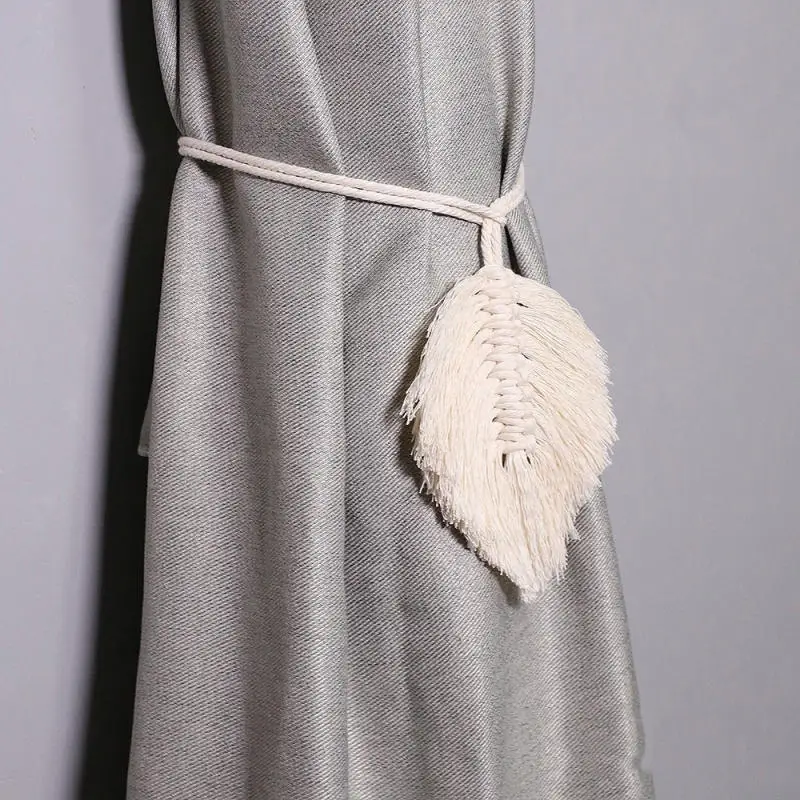 🍃 Handwoven Leaf Macrame Curtain Tiebacks - Boho Cotton & Linen Tassel Holdbacks for Natural Window Styling 3 S068e2f3457bb4313a5b5948ccf8d82b6W