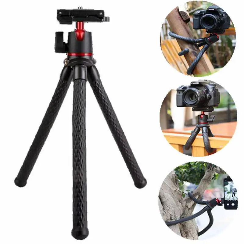 

Octopus Flexible Tripod For Phone SLR DSLR Gopro Camera Tripod Extend 1/4'' Screw With Ballhead ColdShoe Phone Clip