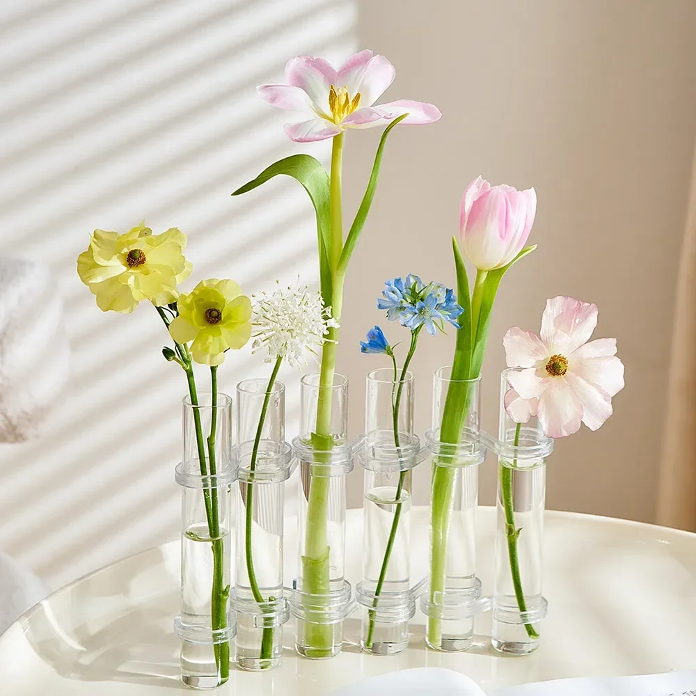 

Ваза для цветов, прозрачная стеклянная декоративная ваза в эстетике, современные декоративные вазы для дома, свадебное украшение, интерьер комнаты в скандинавском стиле, мини