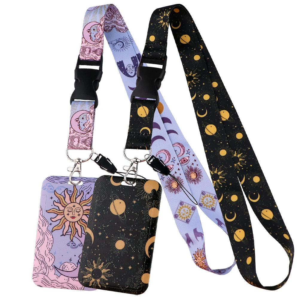 

Vintage Moon Card Holder Neck Strap Lanyards Keychain ID Bus Card Cover Pass Hang Rope Keyrings Lanyard Adorn Accessories Gifts
